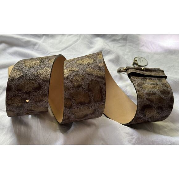 Streets Ahead Purple Gold Leather Cheetah Print Wide Belt Size Small NEW - Picture 2 of 4